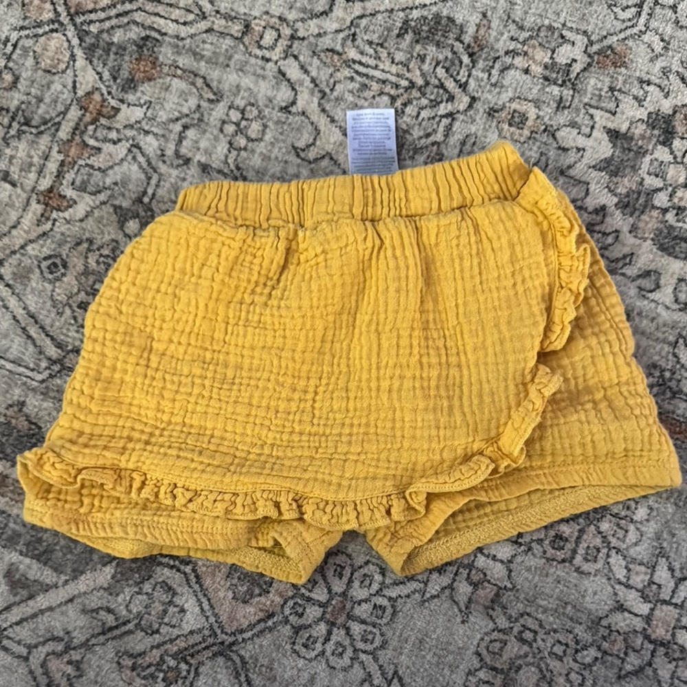Yellow Ruffle Kids Shorts
